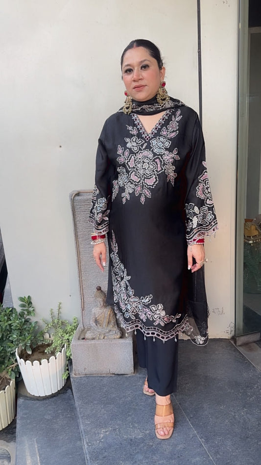 Sahara Black Thread work Designer Pakistani Suit