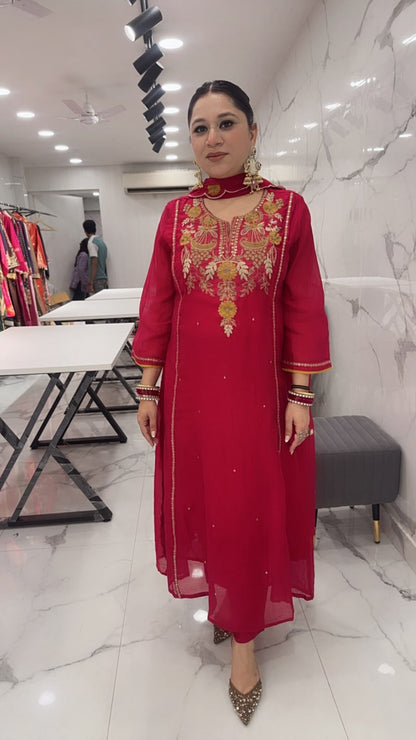 Kalash pink Hand work A-Line Designer Suit