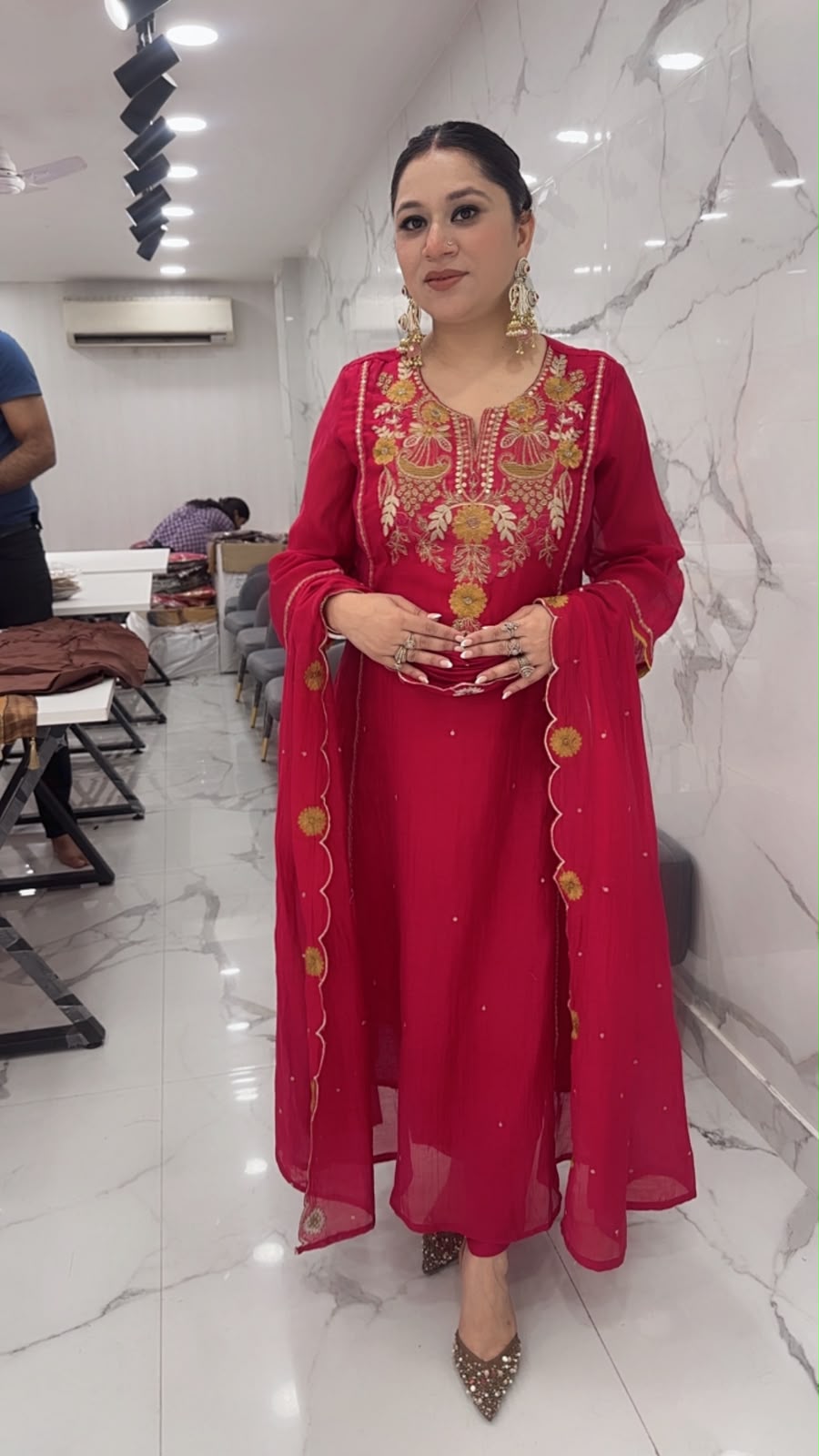 Kalash pink Hand work A-Line Designer Suit