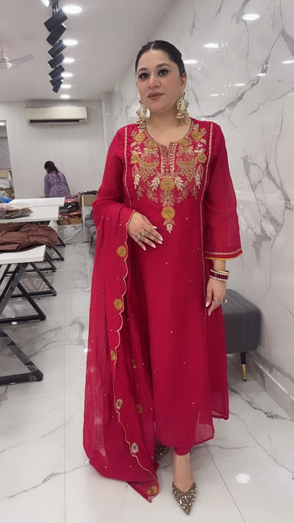Kalash pink Hand work A-Line Designer Suit