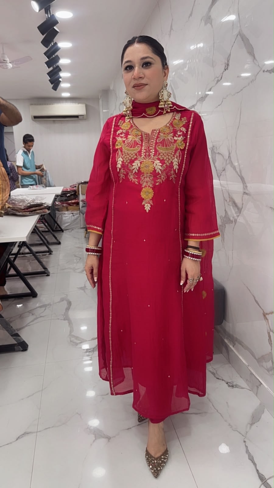 Kalash pink Hand work A-Line Designer Suit