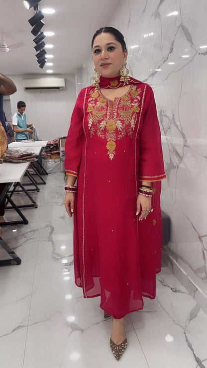 Kalash pink Hand work A-Line Designer Suit