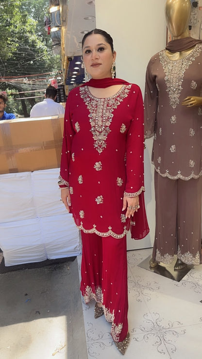 Haseena Mahroon Handwork Designer Suit