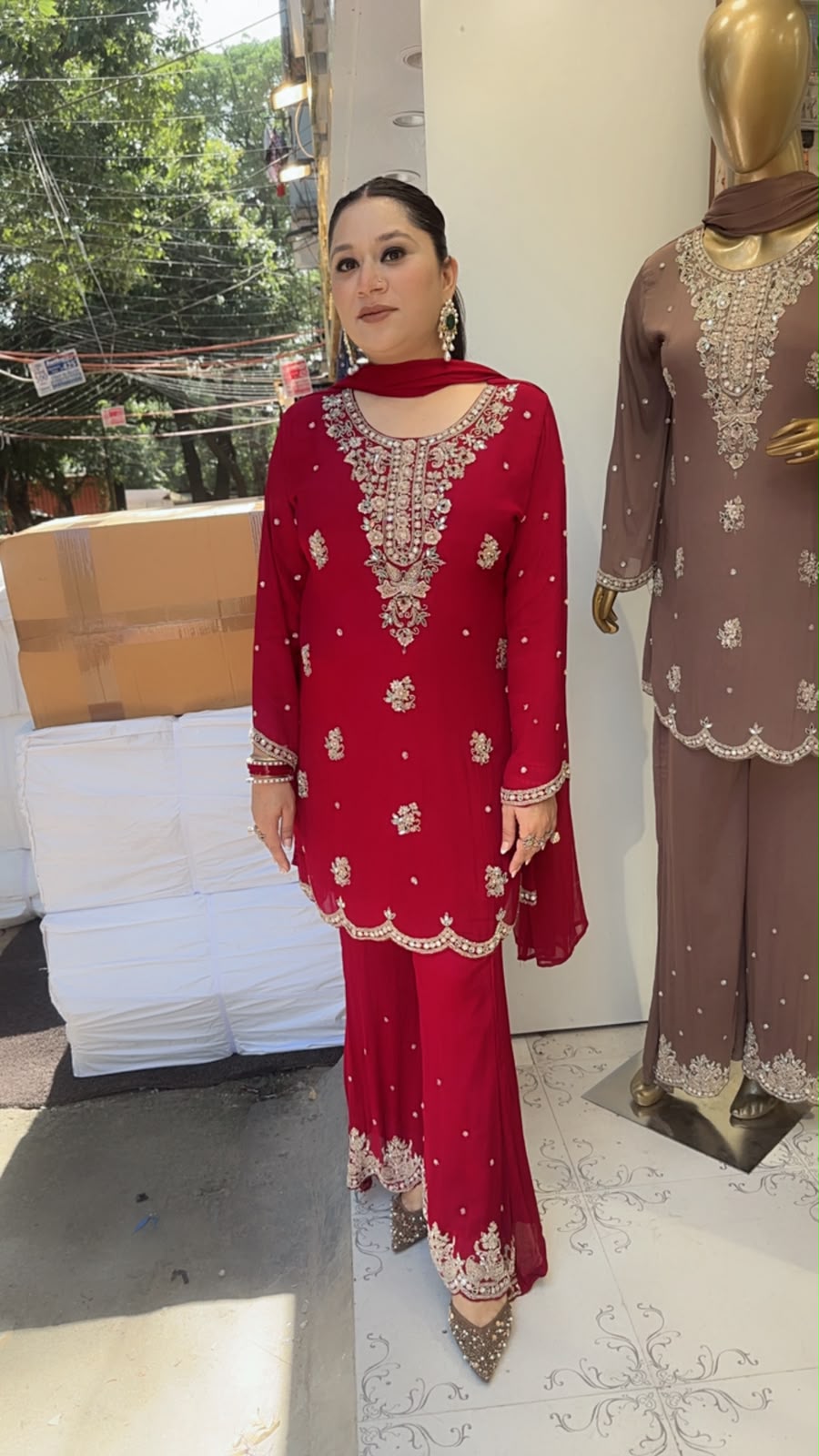 Haseena Mahroon Handwork Designer Suit