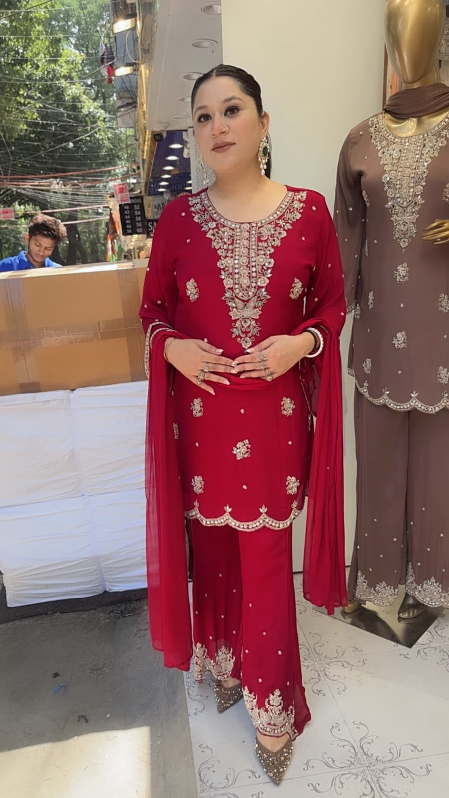 Haseena Mahroon Handwork Designer Suit