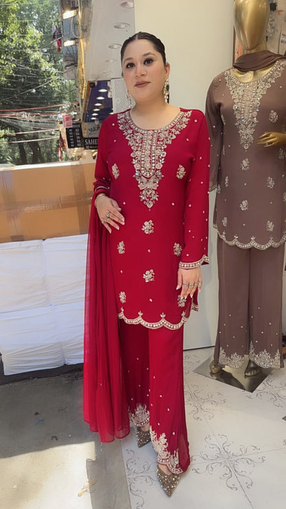 Haseena Mahroon Handwork Designer Suit