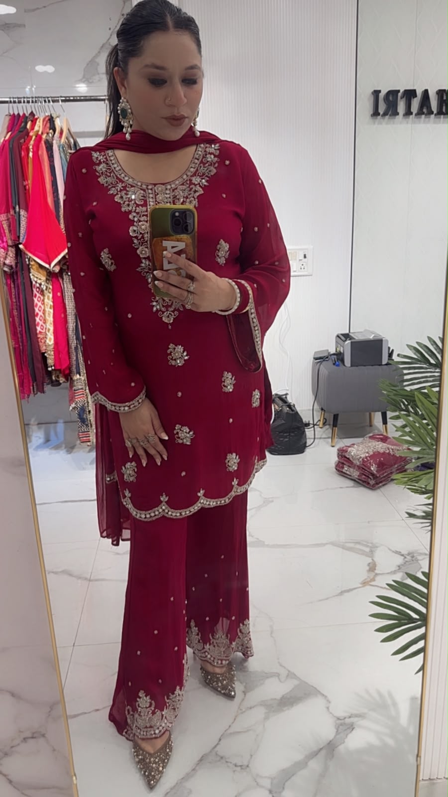 Haseena Mahroon Handwork Designer Suit