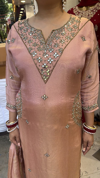 Bajirao Baby Pink Mirror Work Pocket Designer Suit