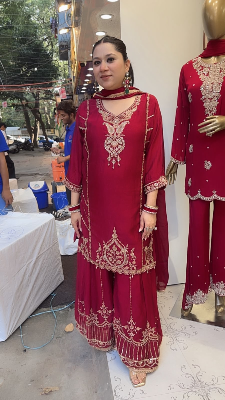 Tamika Mahroon Handwork Designer Suit