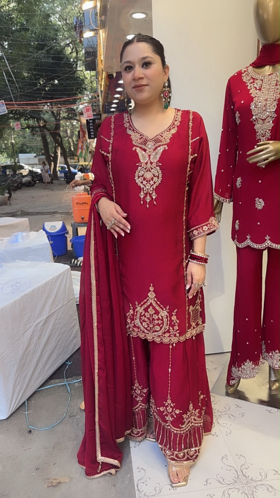 Tamika Mahroon Handwork Designer Suit