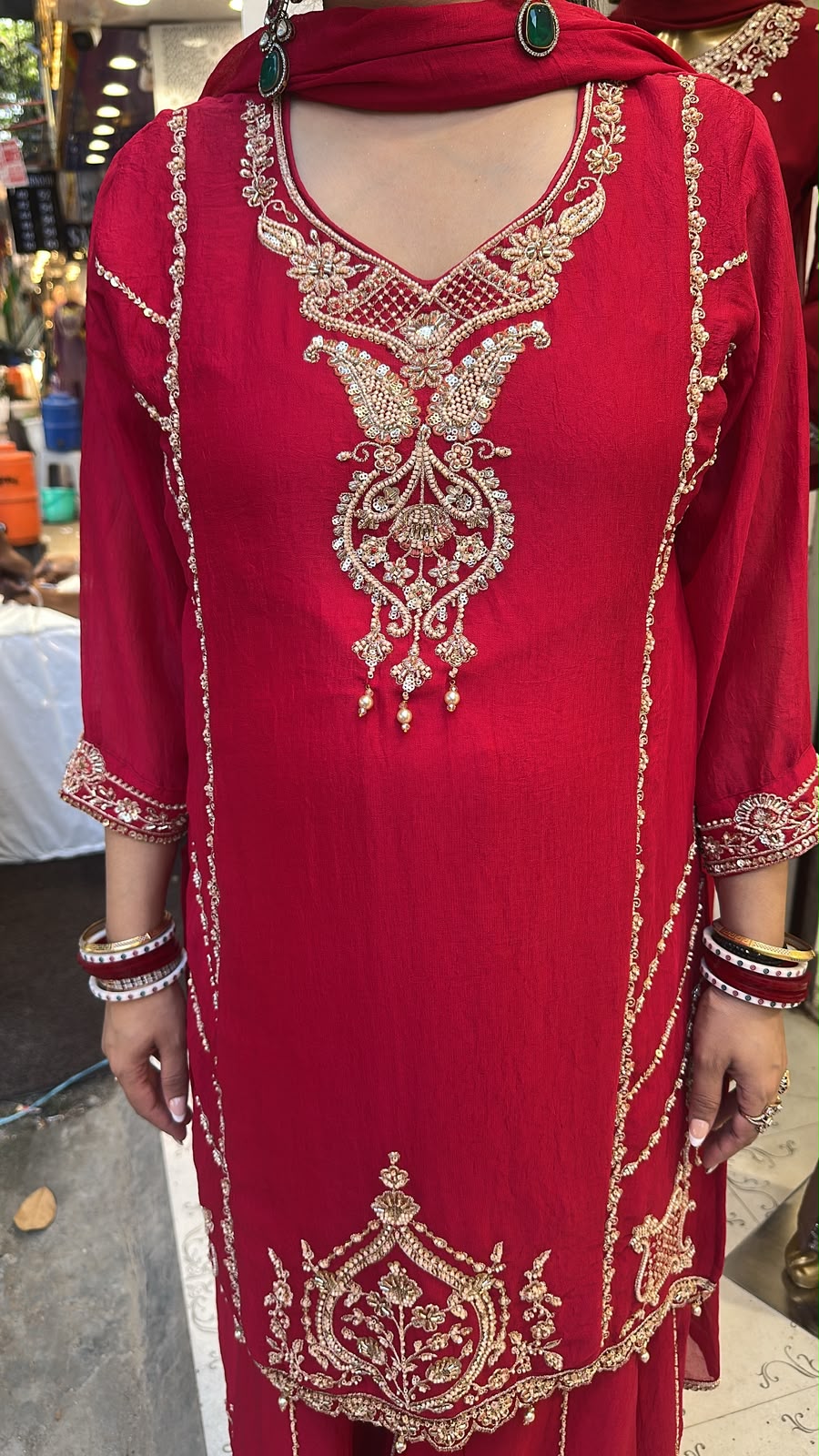 Tamika Coral pink Handwork Designer Suit