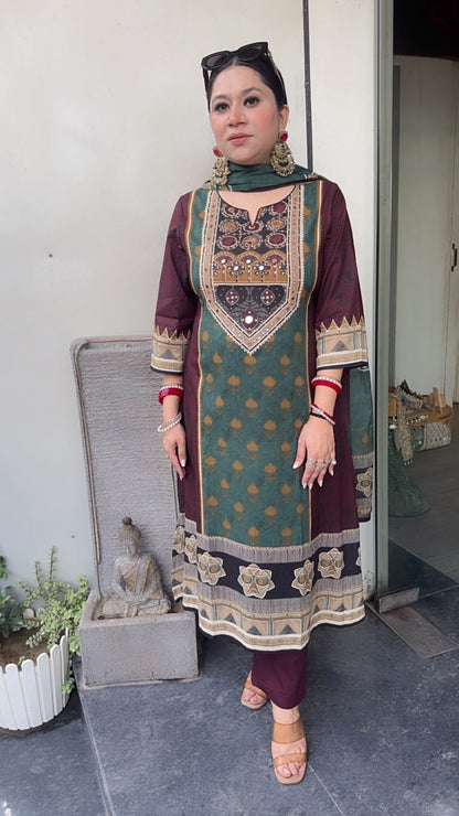Jalmahal purple Digital A-Line Designer Suit