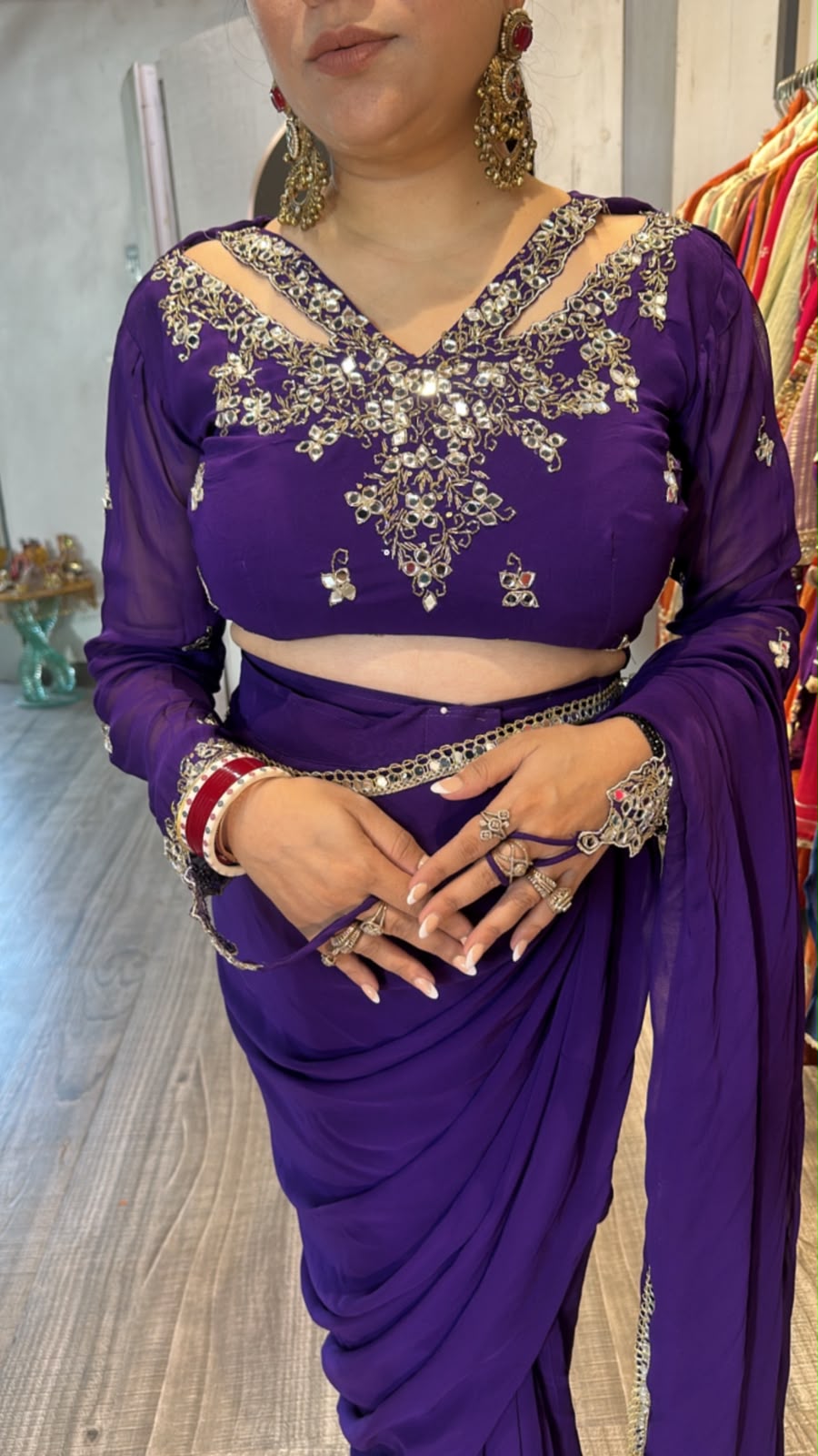 Raanjhanaa Purple Handwork Designer Saree