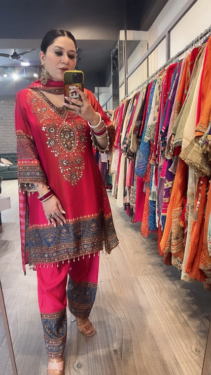 Nihari Karwa Digital Handwork C-Cut Style Farshi Salwar Designer Suit