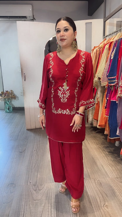 Zarrya Mahroon Designer Farshi Cordset