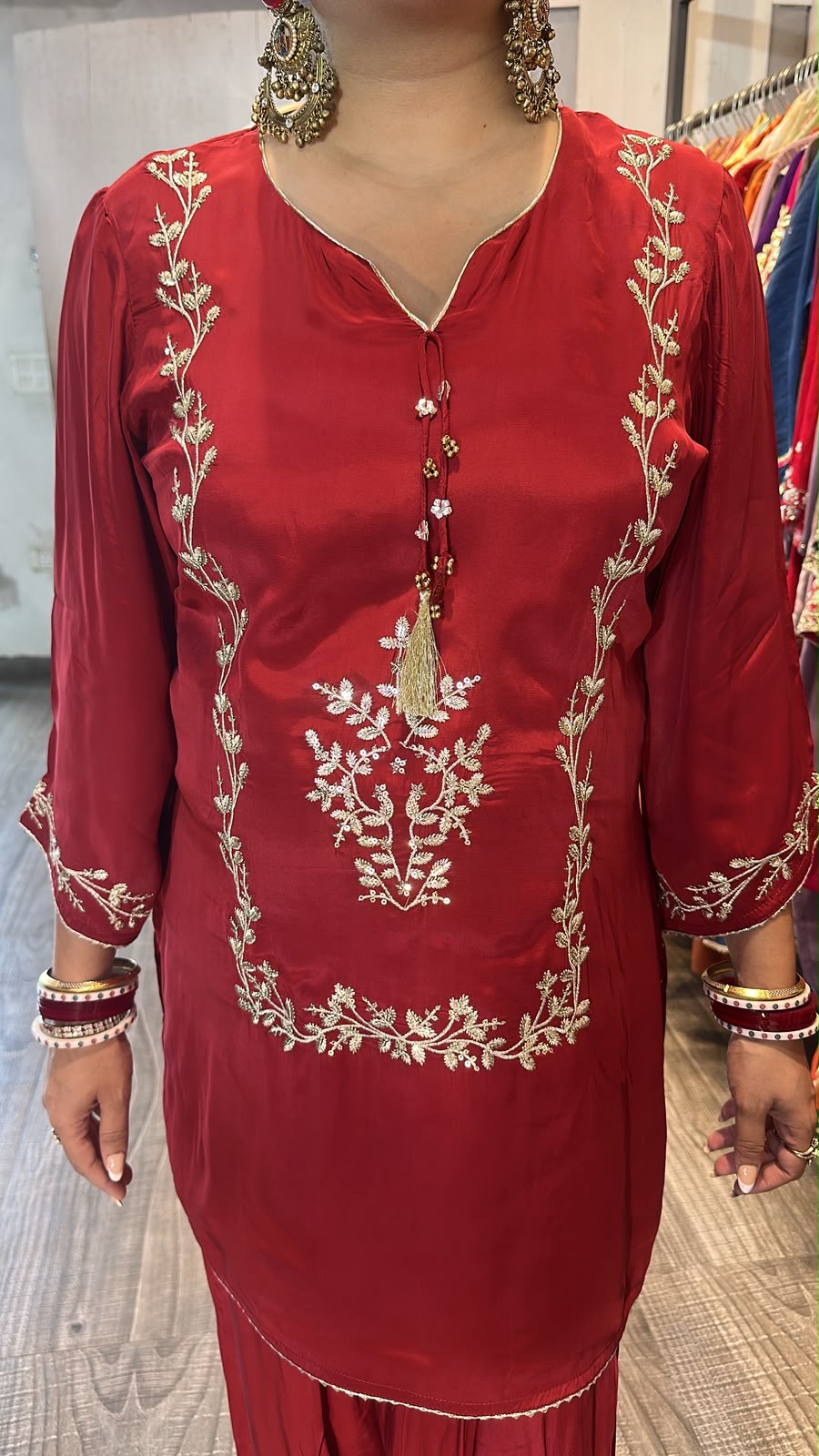 Zarrya Mahroon Designer Farshi Cordset