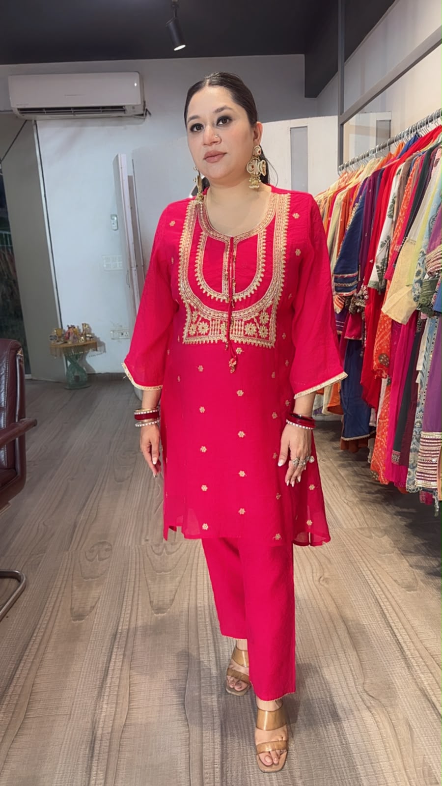 Buniyaad Hot pink Zari work C-Cut Style Cordset