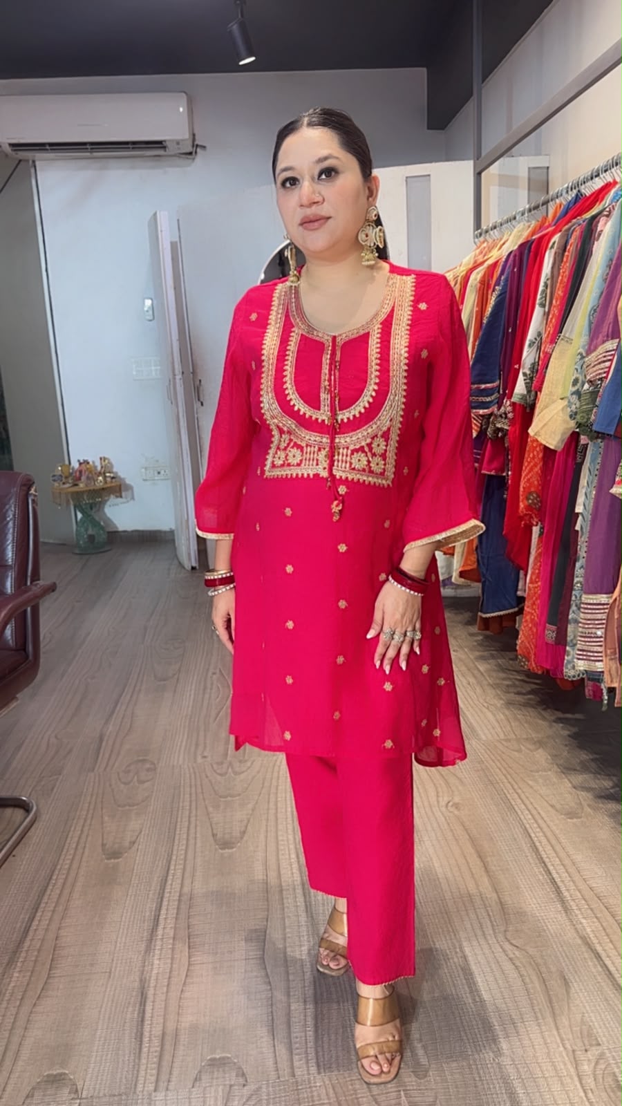 Buniyaad Hot pink Zari work C-Cut Style Cordset