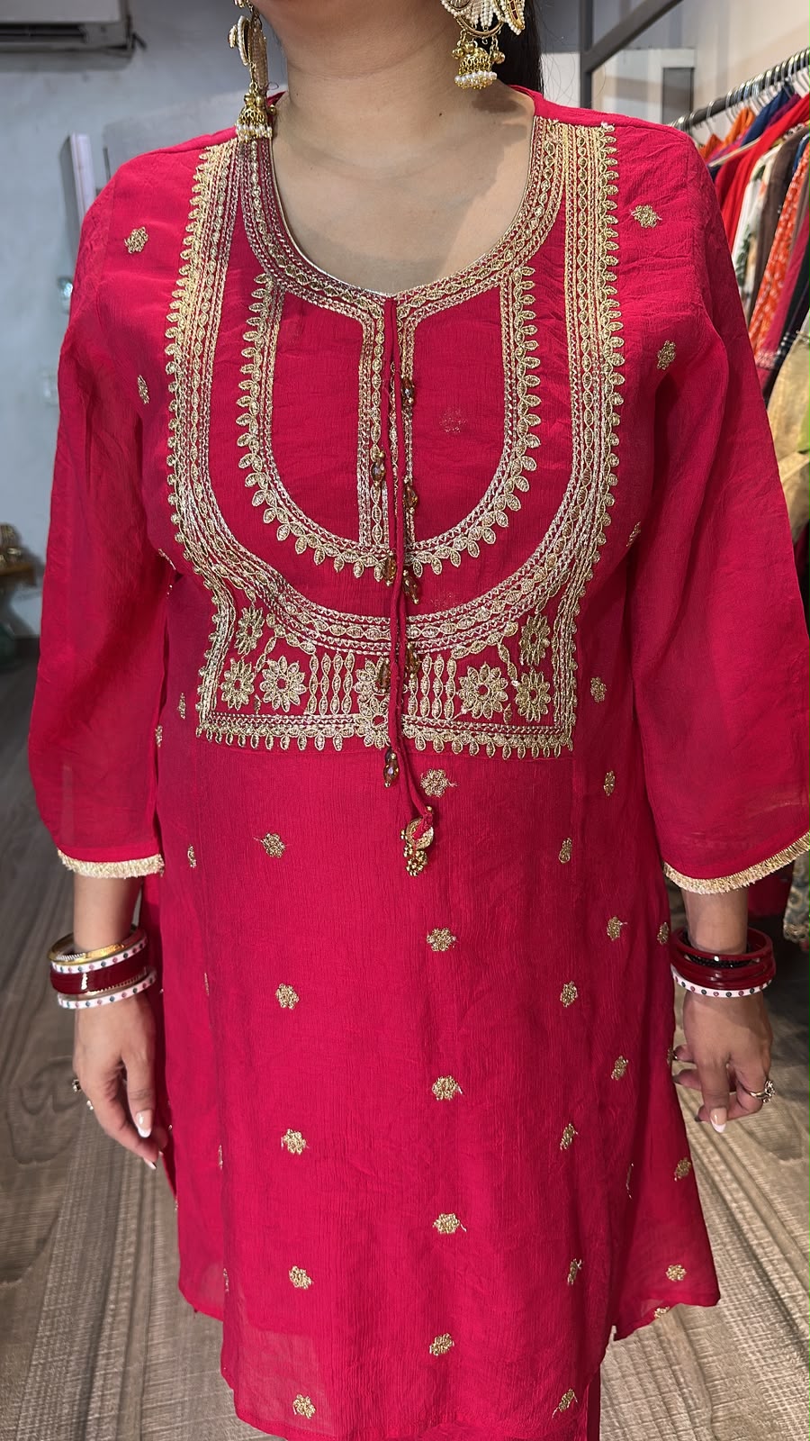 Buniyaad Hot pink Zari work C-Cut Style Cordset
