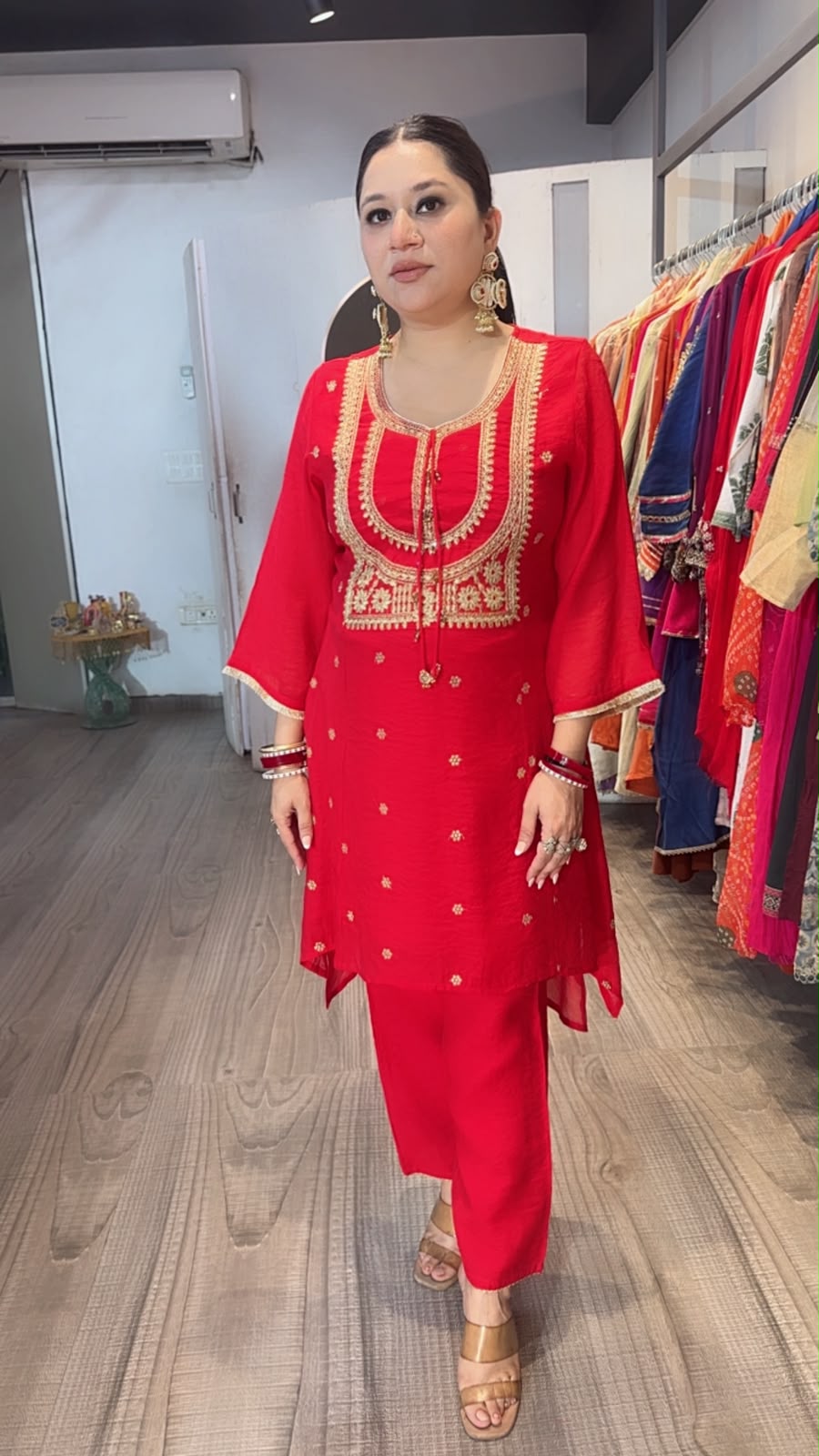 Iyaad Red Zari work C-Cut Style Cordset