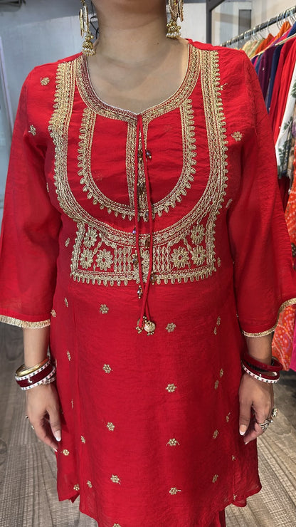 Iyaad Red Zari work C-Cut Style Cordset