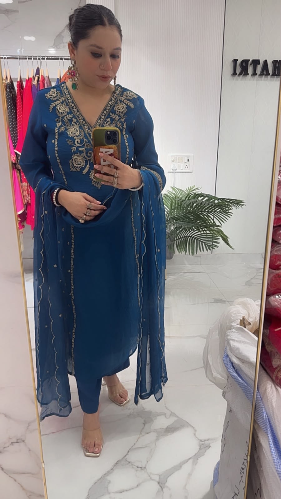 Tasvir Teal Blue Designer Cotton Suit