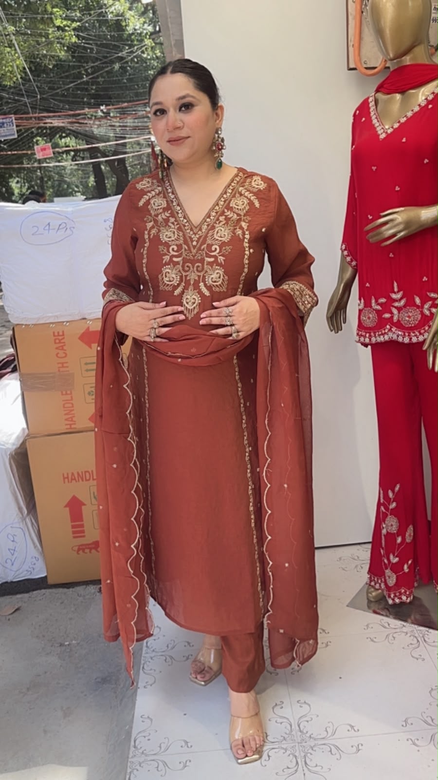 Tasvir Brown Designer Cotton Suit