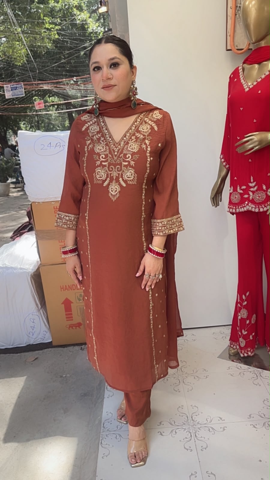 Tasvir Brown Designer Cotton Suit