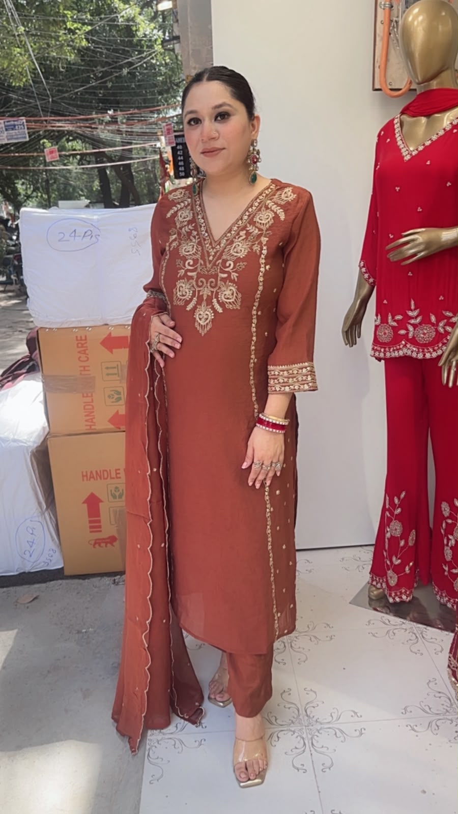 Tasvir Brown Designer Cotton Suit
