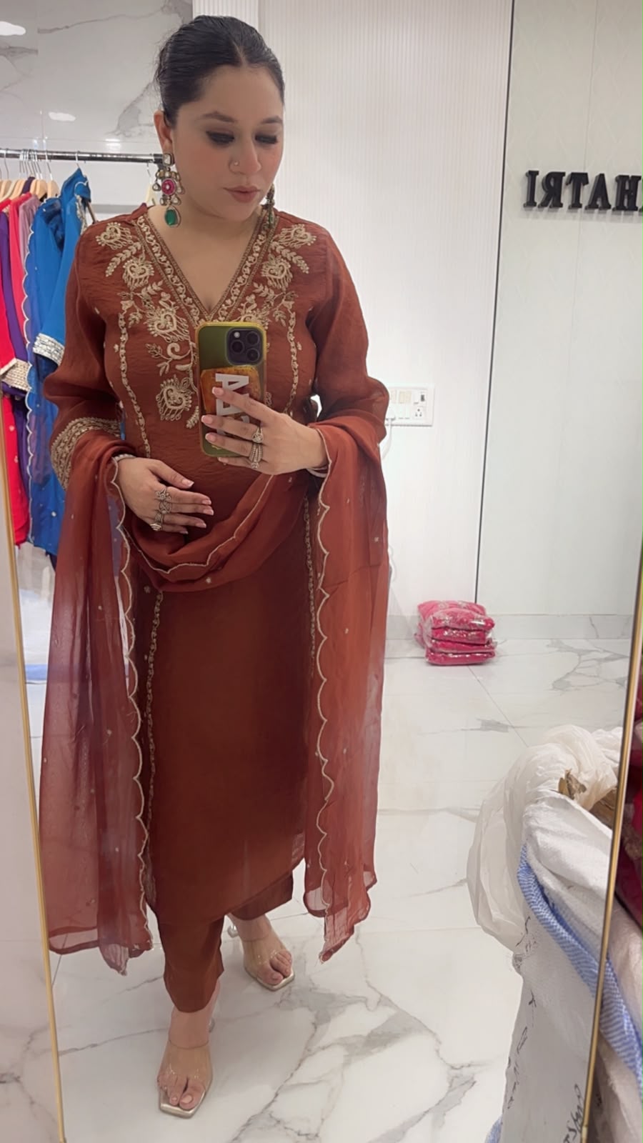 Tasvir Brown Designer Cotton Suit