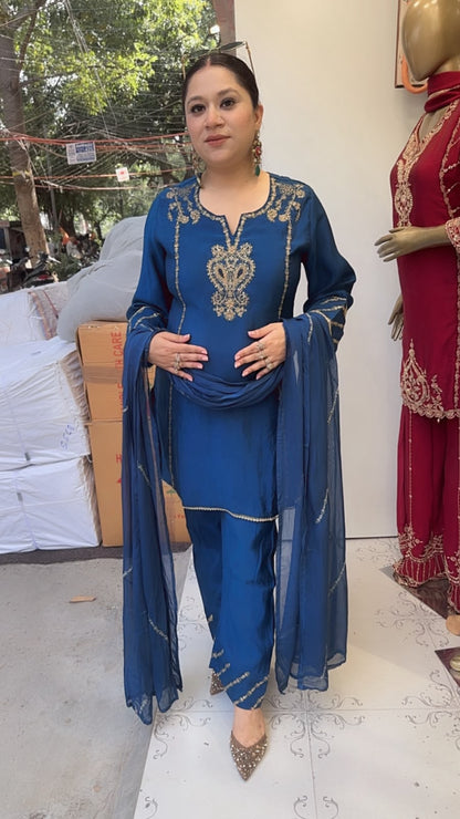 Makhana Blue Handwork Designer Suit