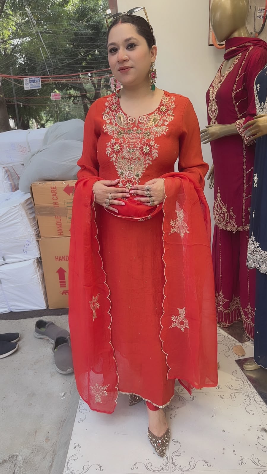 Deewaniyat Rust Handwork A-line Designer Suit