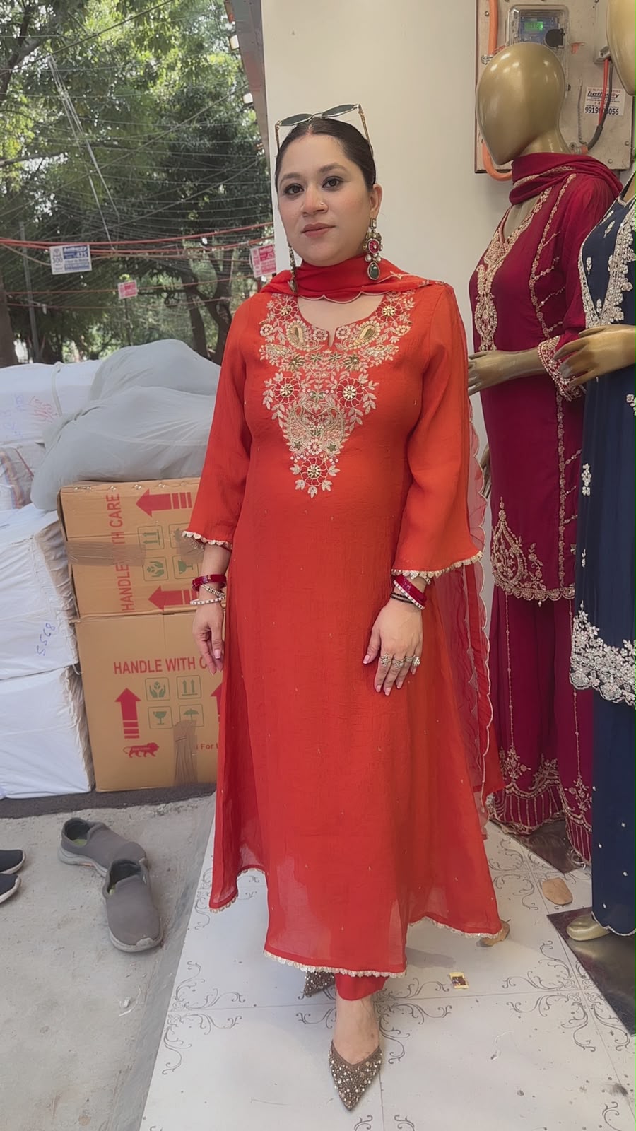 Deewaniyat Rust Handwork A-line Designer Suit