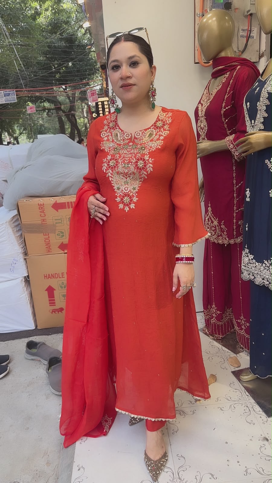Deewaniyat Rust Handwork A-line Designer Suit