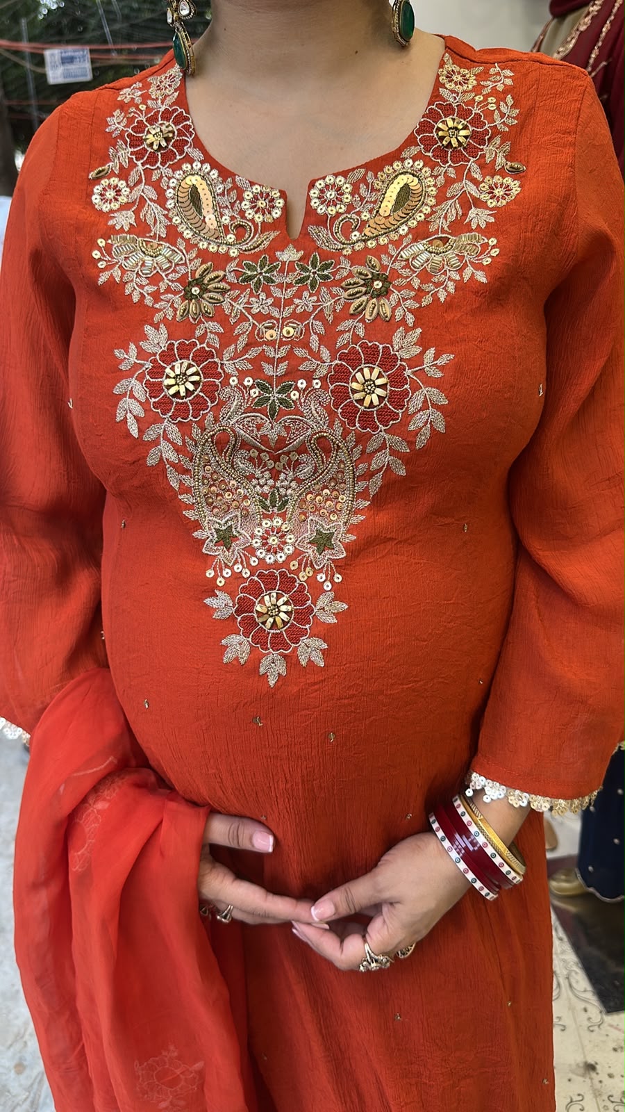 Deewaniyat Rust Handwork A-line Designer Suit