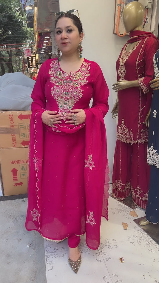 Deewaniyat pink Handwork A-line Designer Suit