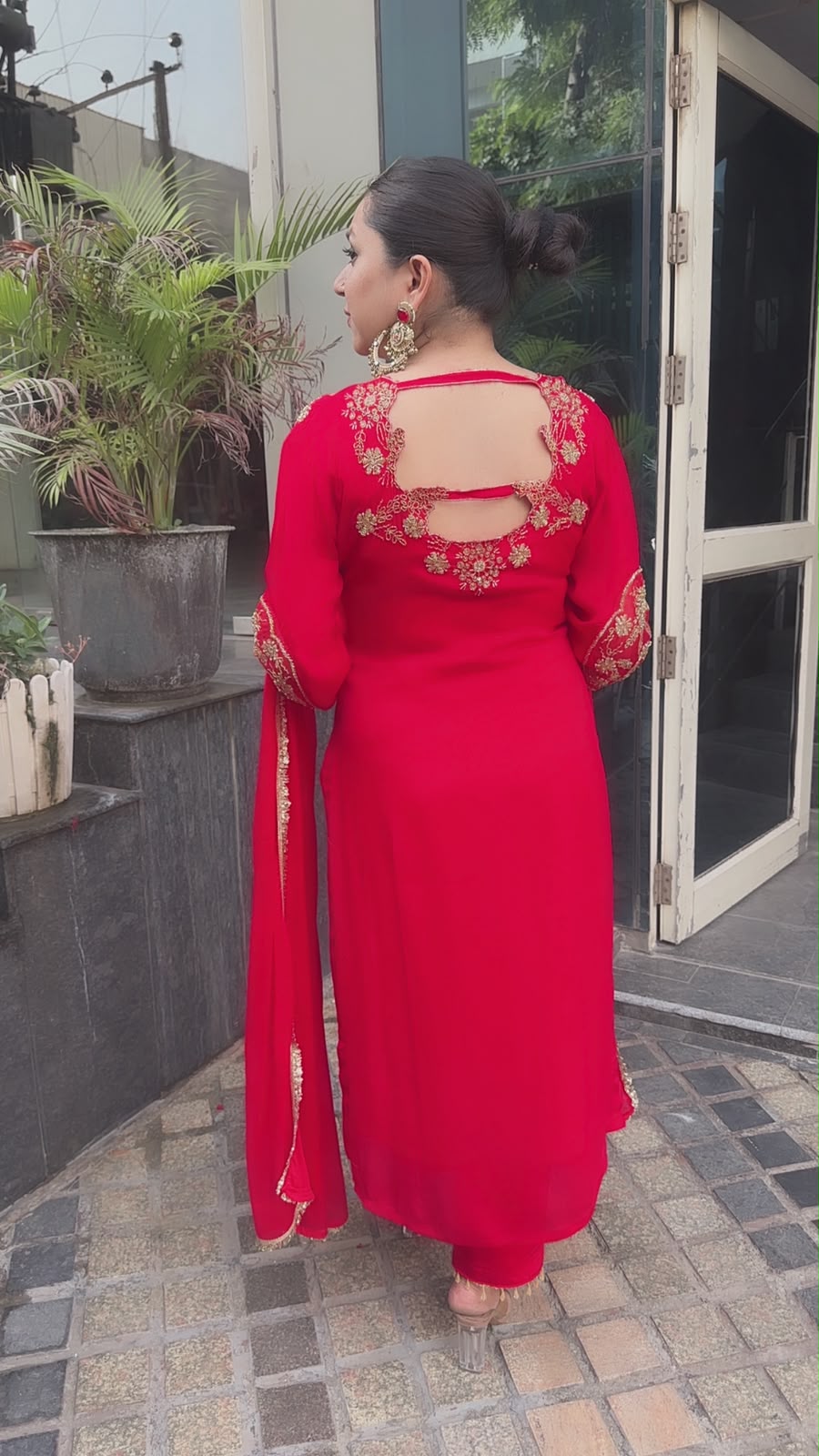 Chunari karwa Red Handwork Designer Suit