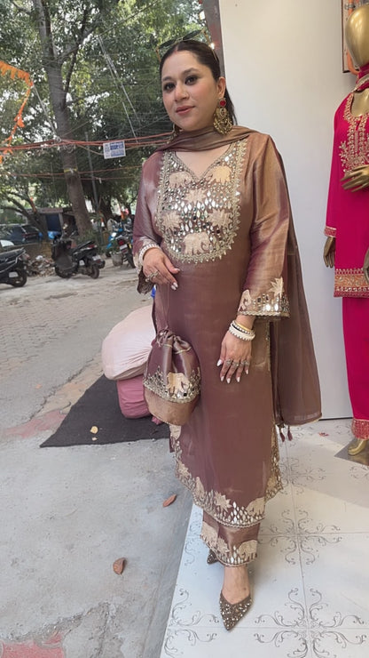 Guzzarish Embroidered Designer Suit with potli