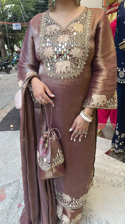 Guzzarish Embroidered Designer Suit with potli