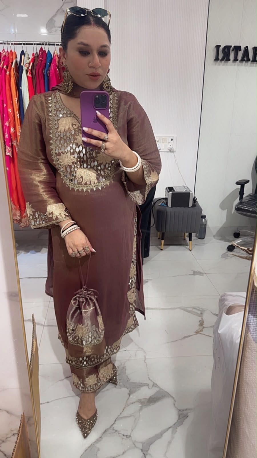 Guzzarish Embroidered Designer Suit with potli
