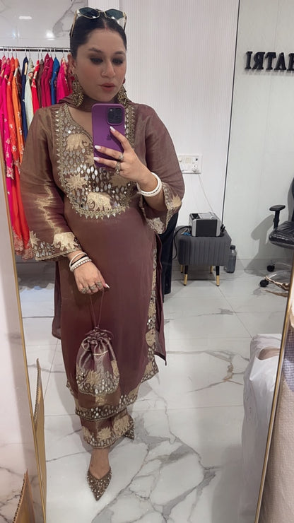 Guzzarish Embroidered Designer Suit with potli