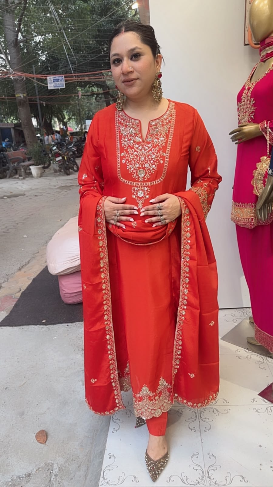 Zaraani Rust Embroidered Designer Anarkali Suit