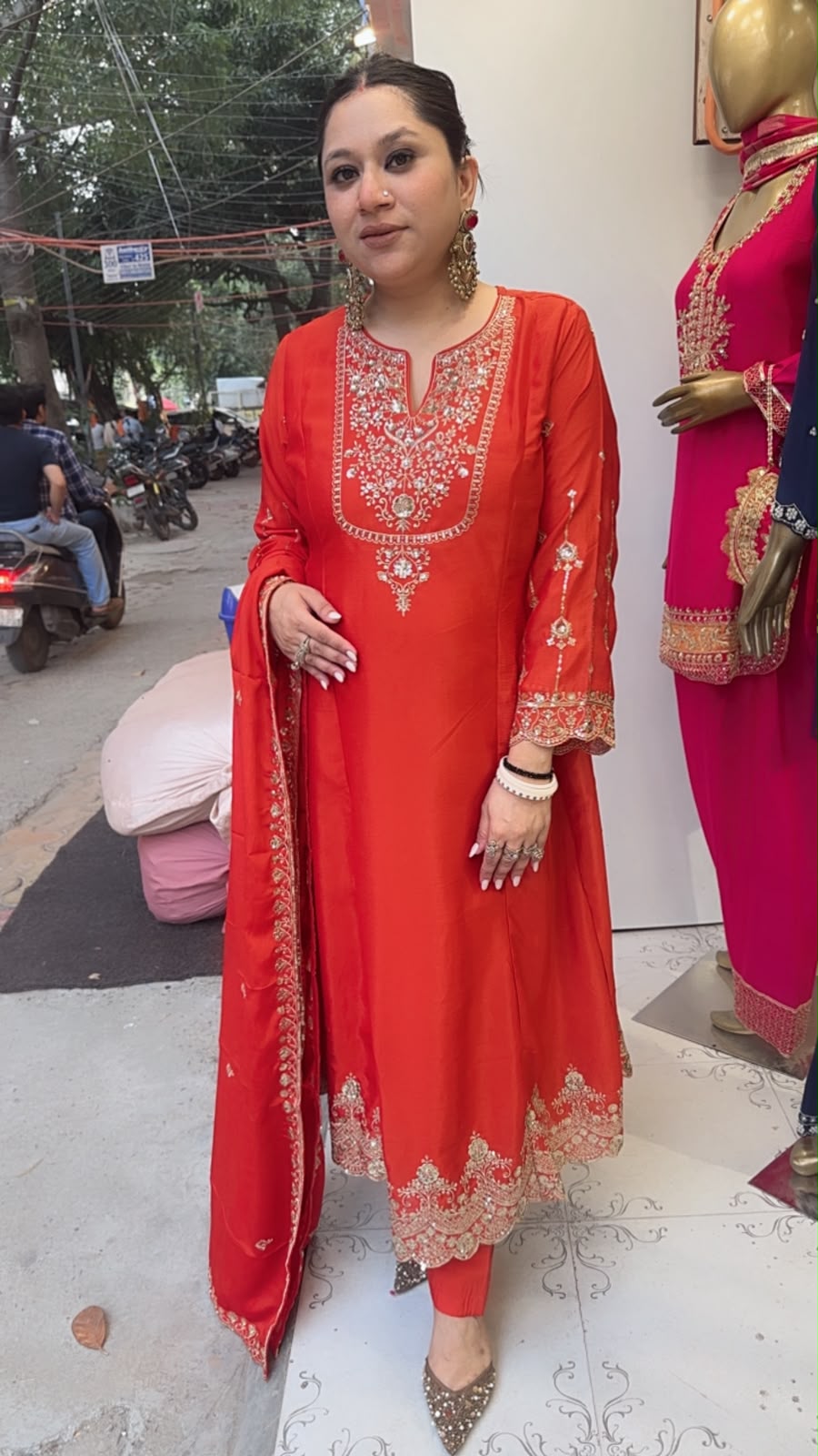 Zaraani Rust Embroidered Designer Anarkali Suit