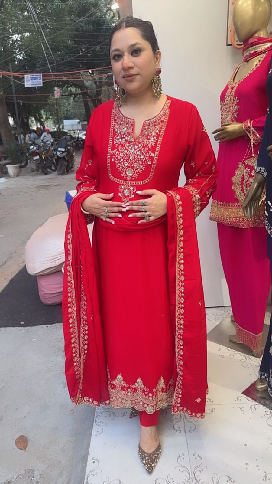 Zaraani Red Embroidered Designer Anarkali Suit