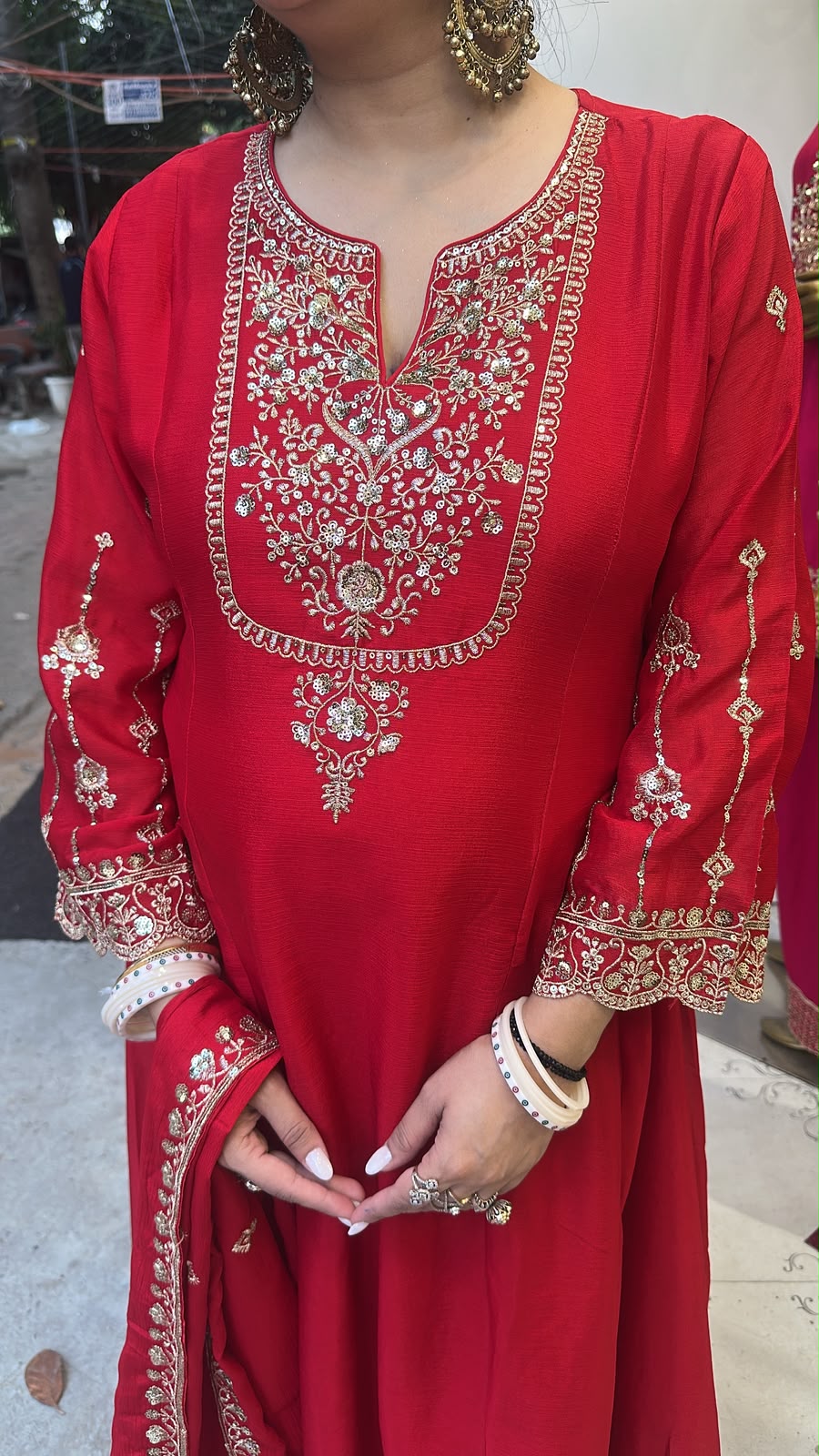 Zaraani Red Embroidered Designer Anarkali Suit