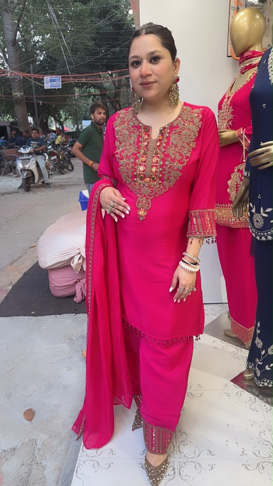 Gulnaz pink Embroidered Designer Farshi Suit