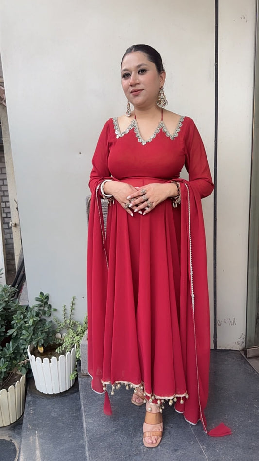 Shaddi Rust Designer Anarkali