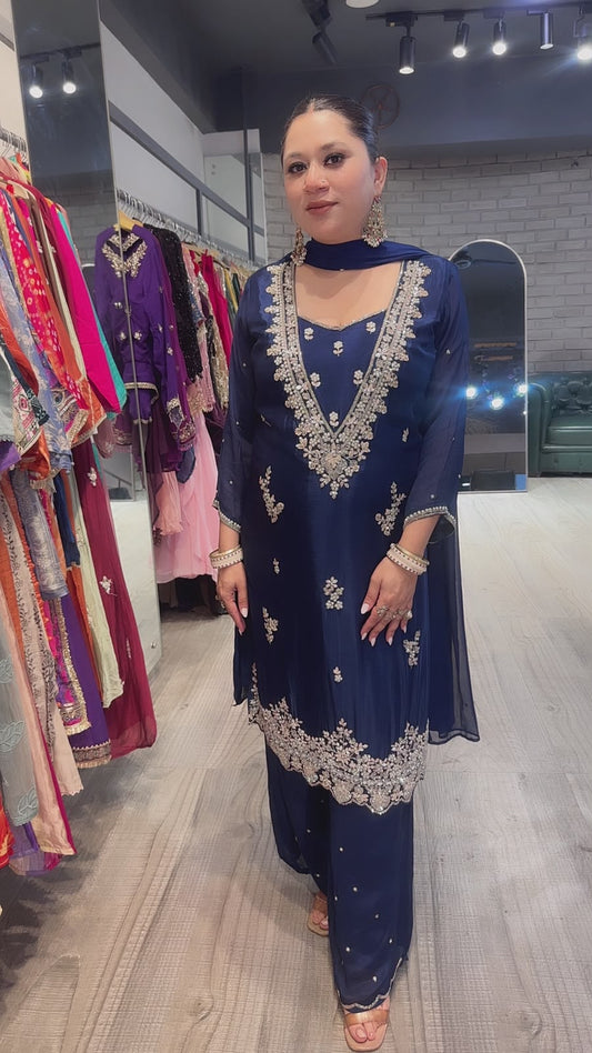 Barkha NavyBlue Embroidered Designer Suit
