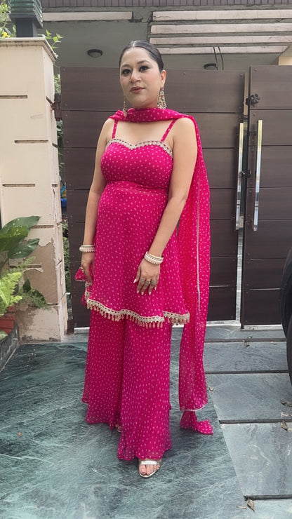 Garba pink leheria Designer peplum suit