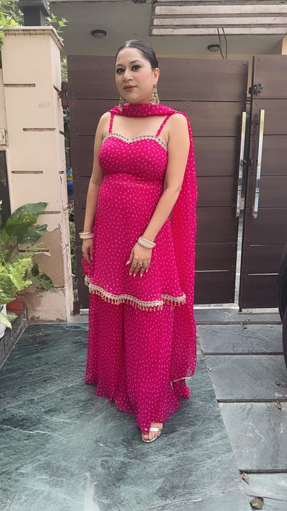 Garba pink leheria Designer peplum suit